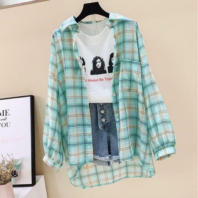 Coquette Aesthetic Plaid Shirt - Y2K Fashion Women's Grunge Style Top