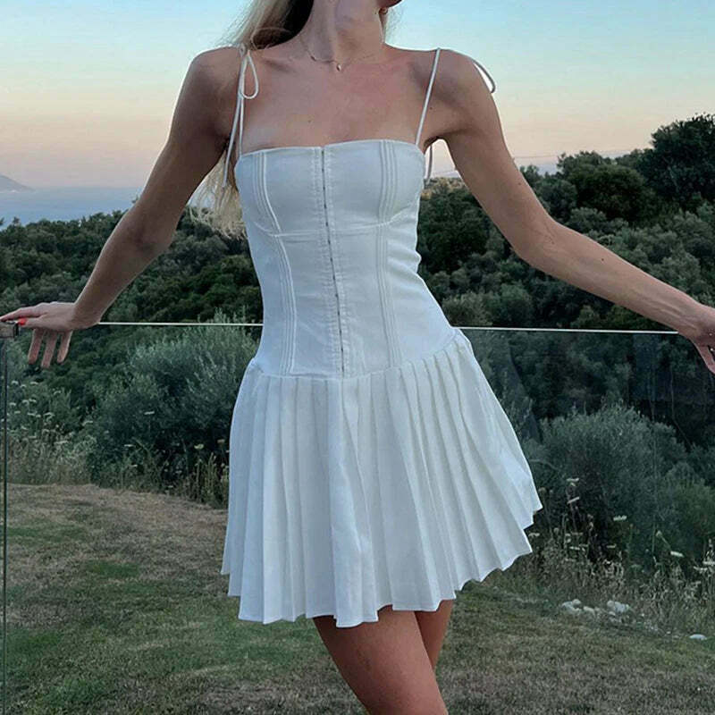 Coquette Aesthetic Pleated Corset Dress for Women - Y2K Fashion Statement Piece
