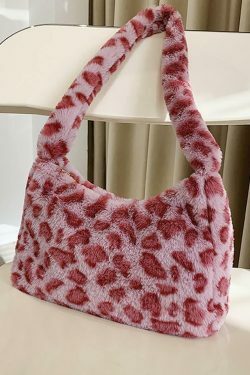 Coquette Aesthetic Plush Shoulder Bag - Y2K Fashion Statement with Grunge and Pastel Goth Vibes