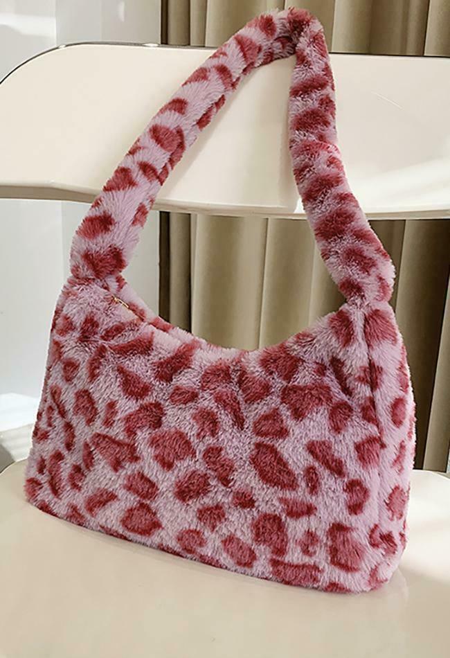 Coquette Aesthetic Plush Shoulder Bag - Y2K Fashion Statement with Grunge and Pastel Goth Vibes
