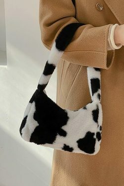 Coquette Aesthetic Plush Shoulder Bag - Y2K Fashion Statement with Grunge and Pastel Goth Vibes