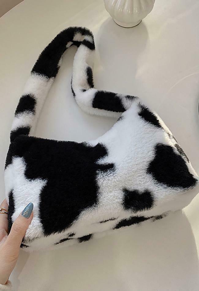 Coquette Aesthetic Plush Shoulder Bag - Y2K Fashion Statement with Grunge and Pastel Goth Vibes