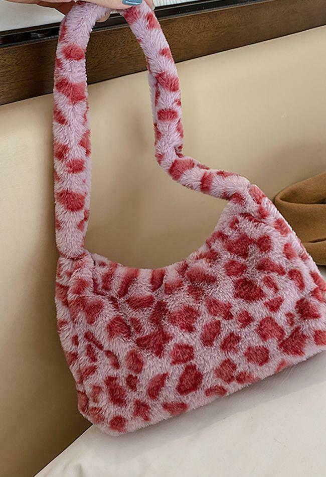 Coquette Aesthetic Plush Shoulder Bag - Y2K Fashion Statement with Grunge and Pastel Goth Vibes