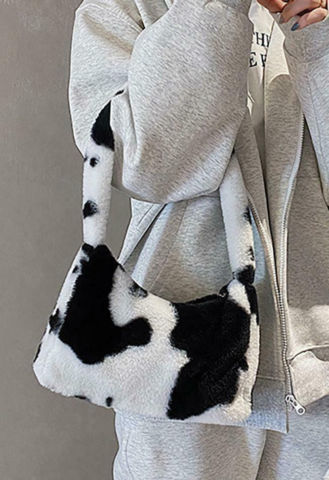 Coquette Aesthetic Plush Shoulder Bag - Y2K Fashion Statement with Grunge and Pastel Goth Vibes