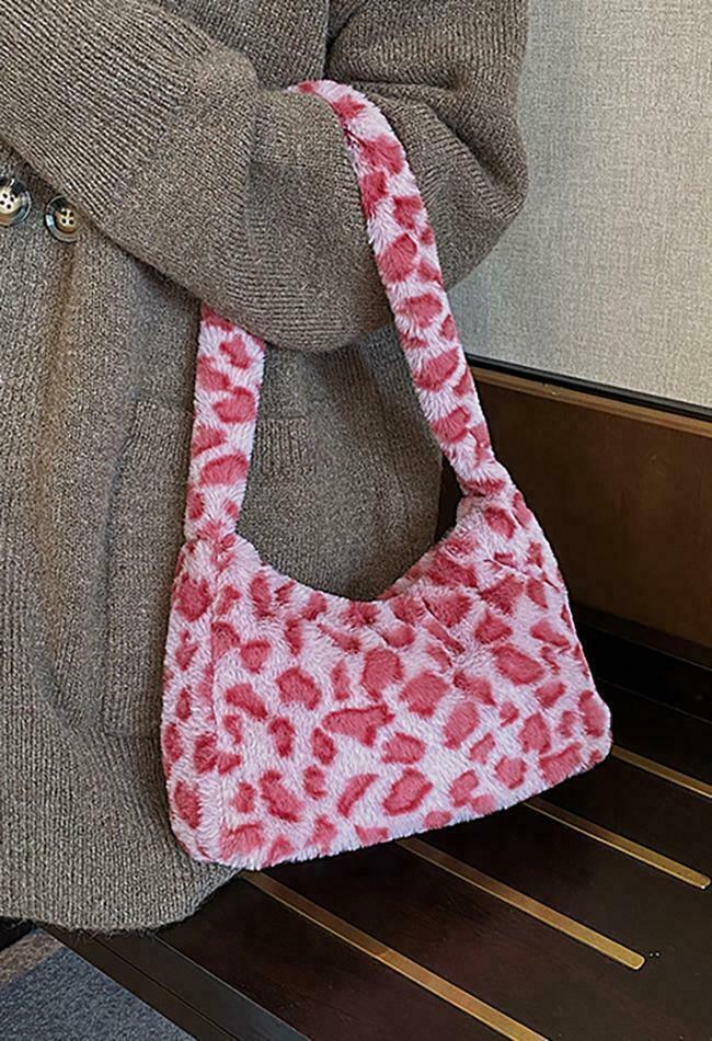 Coquette Aesthetic Plush Shoulder Bag - Y2K Fashion Statement with Grunge and Pastel Goth Vibes
