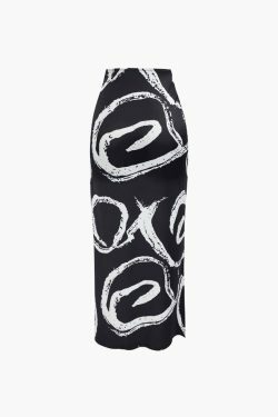Coquette Aesthetic Printed Tie Strap Cami with Drawstring Slit Skirt Set