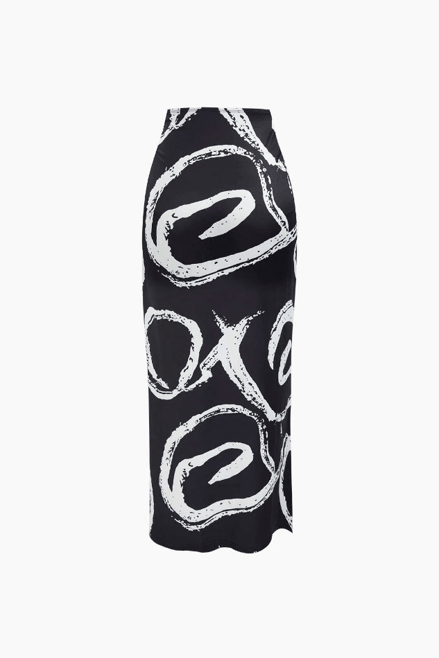 Coquette Aesthetic Printed Tie Strap Cami with Drawstring Slit Skirt Set