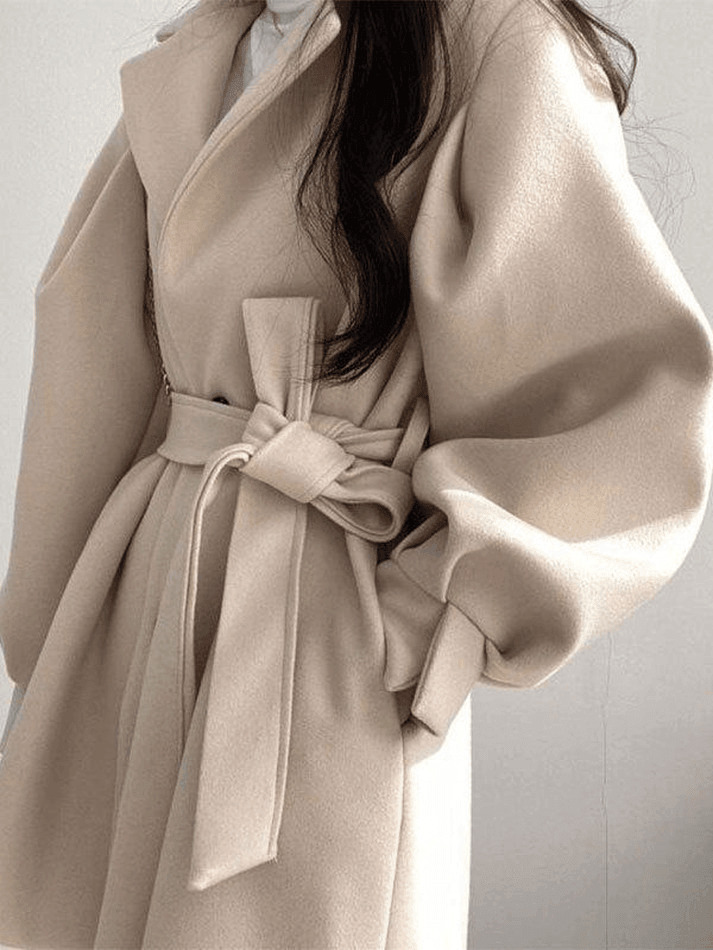 Coquette Aesthetic Puff Sleeve Woolen Coat - Y2K Fashion Statement Piece