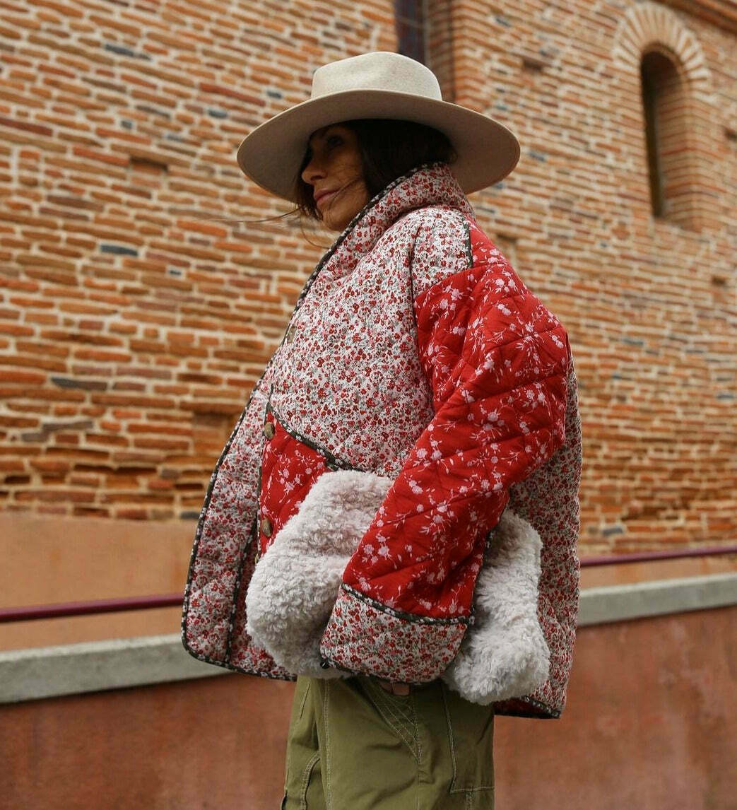 Coquette Aesthetic Red Floral Padded Short Coat - Vintage-inspired Y2K Fashion Statement