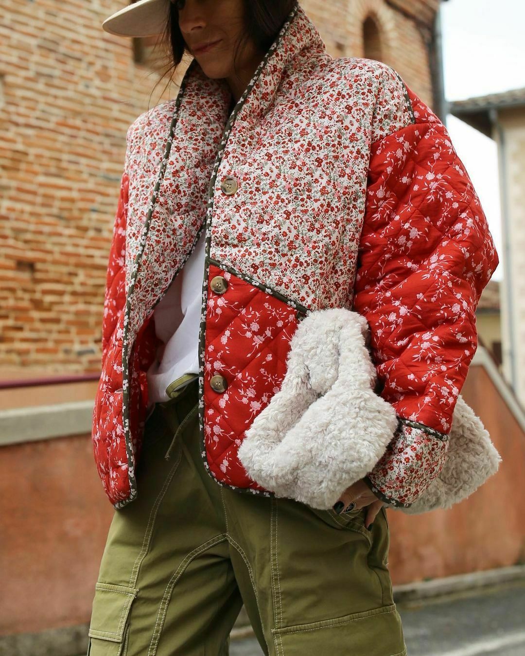 Coquette Aesthetic Red Floral Padded Short Coat - Vintage-inspired Y2K Fashion Statement