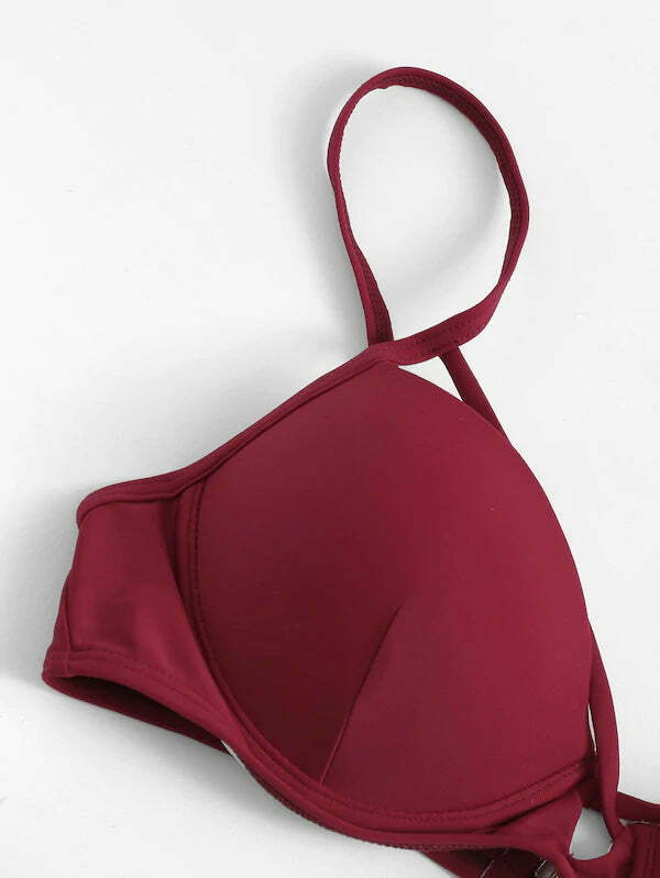 Coquette Aesthetic Red Slip High Leg Bikini Set - Y2K Fashion Swimwear