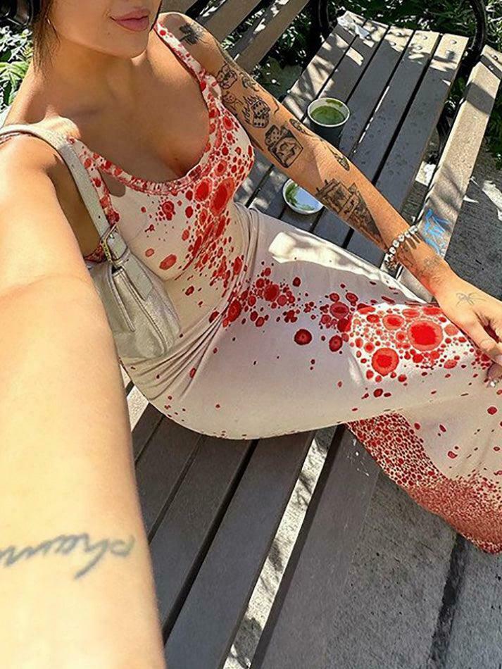 Coquette Aesthetic Red Spots Maxi Dress - Y2K Fashion Statement for Women