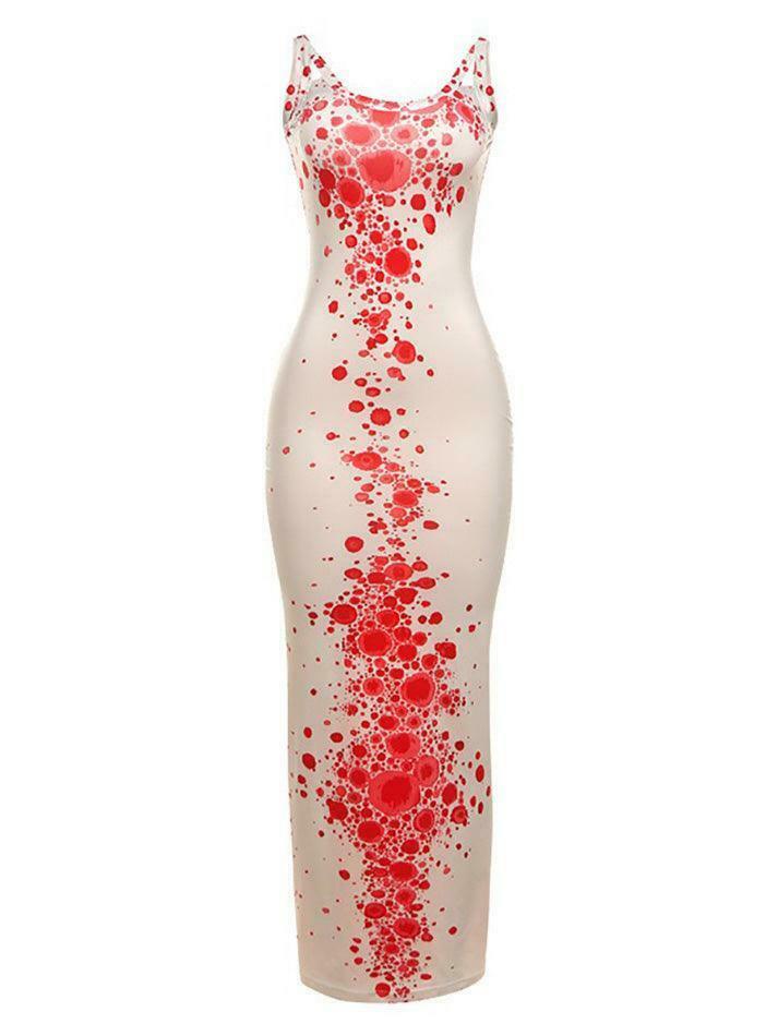 Coquette Aesthetic Red Spots Maxi Dress - Y2K Fashion Statement for Women