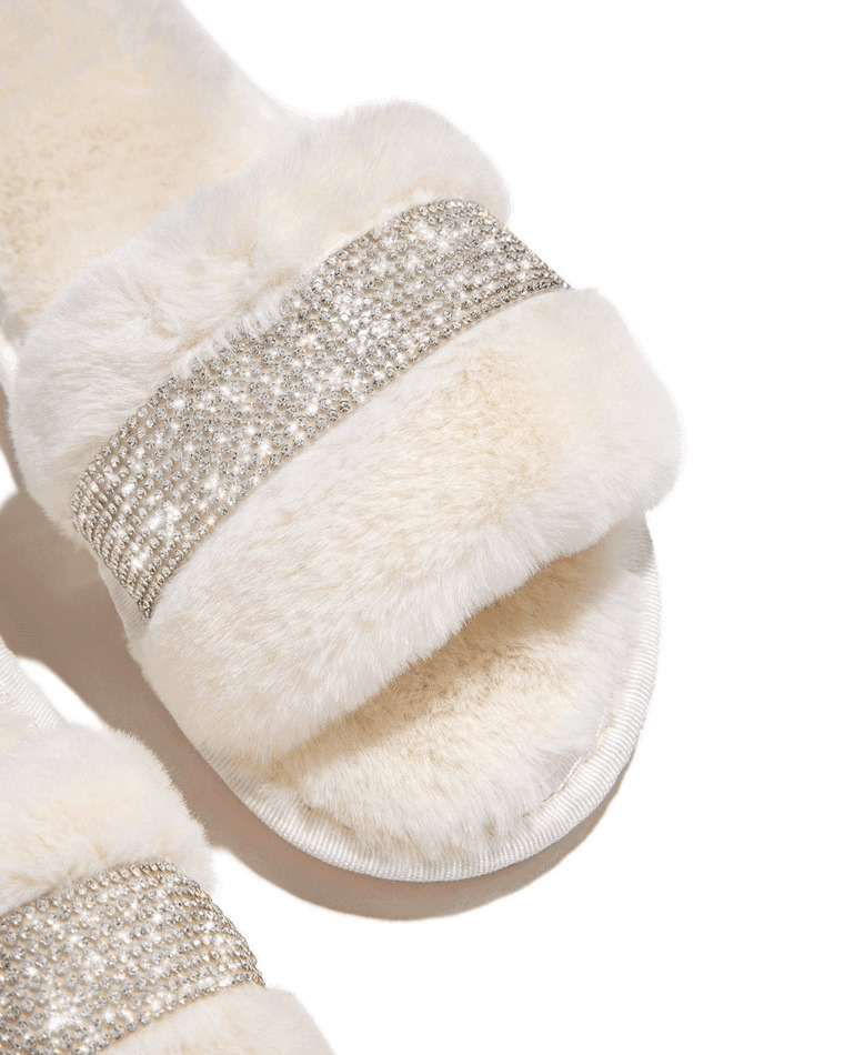 Coquette Aesthetic Rhinestone Fluff Slippers - Y2K Fashion Statement for Women