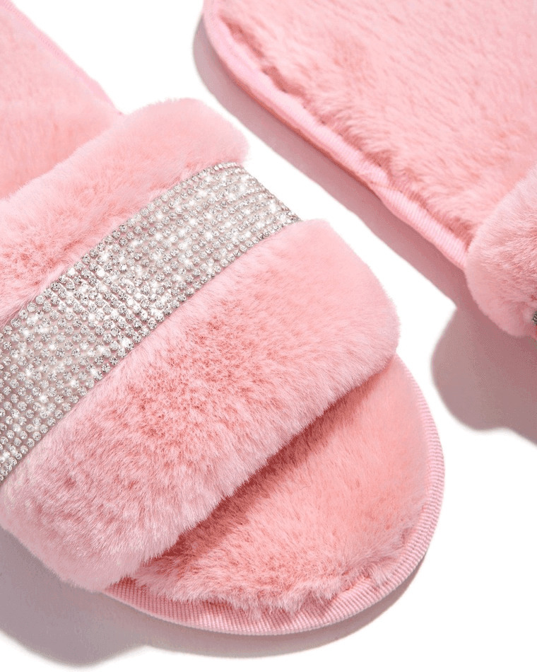 Coquette Aesthetic Rhinestone Fluff Slippers - Y2K Fashion Statement for Women