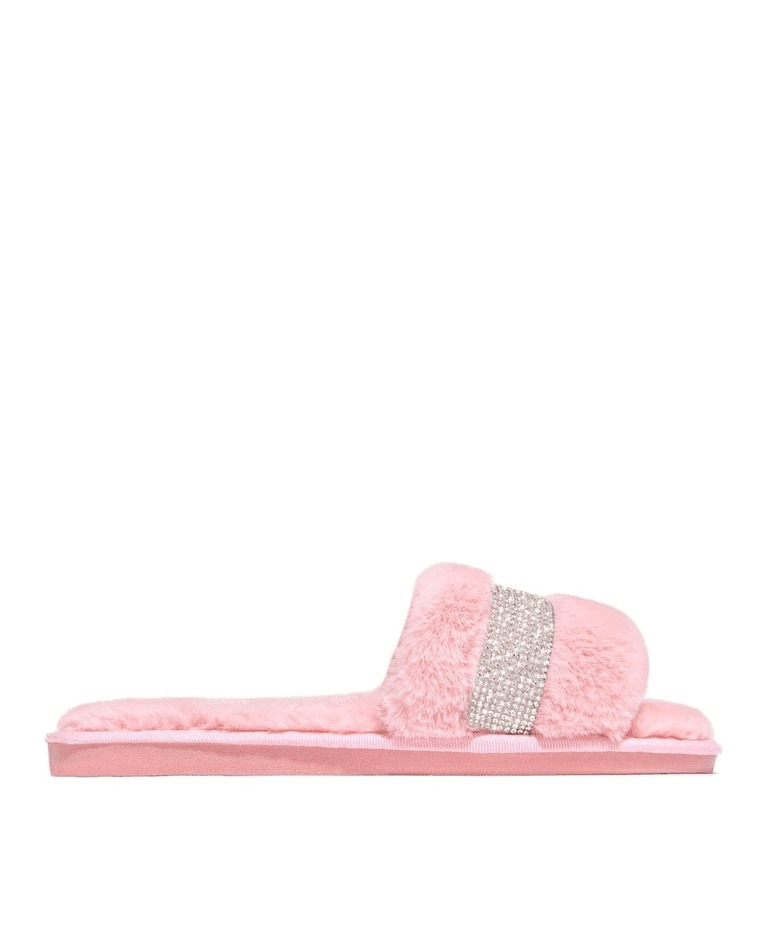 Coquette Aesthetic Rhinestone Fluff Slippers - Y2K Fashion Statement for Women