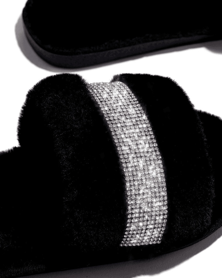 Coquette Aesthetic Rhinestone Fluff Slippers - Y2K Fashion Statement for Women