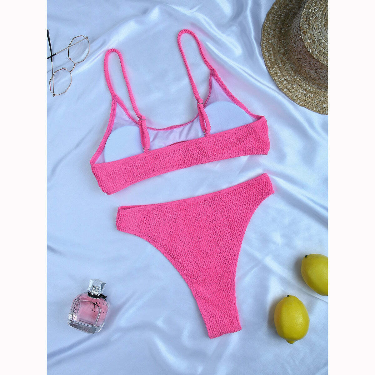 Coquette Aesthetic Rib Bikini Push Up Set - Y2K Fashion for Women