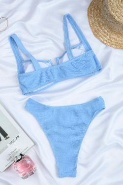 Coquette Aesthetic Rib Bikini Set - Y2K Fashion for Women - Grunge Style Swimwear