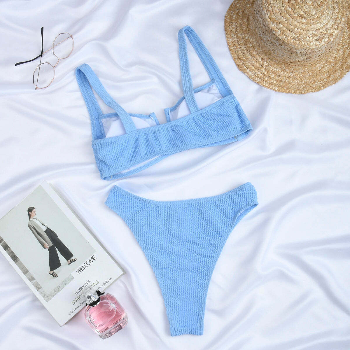 Coquette Aesthetic Rib Bikini Set - Y2K Fashion for Women - Grunge Style Swimwear