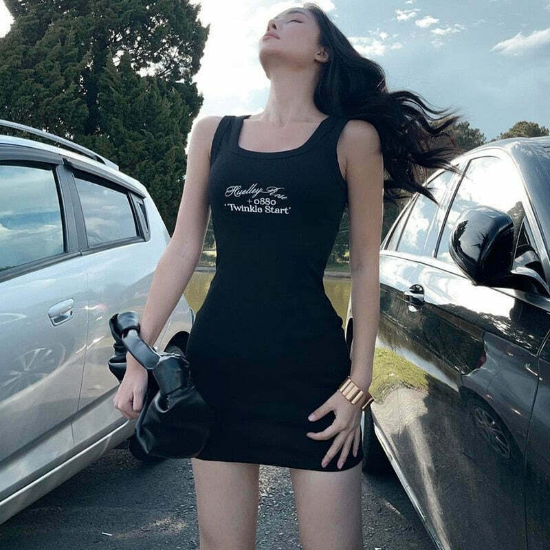 Coquette Aesthetic Ribbed Bodycon Mini Dress - Y2K Fashion Statement