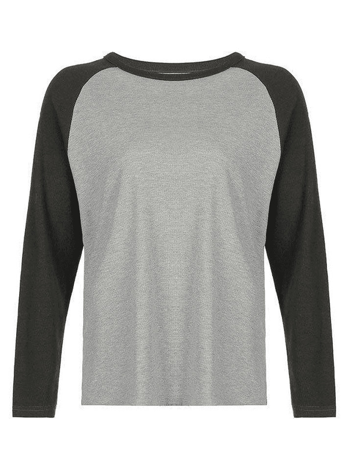 Coquette Aesthetic Ribbed Raglan Sleeve Tee - Y2K Fashion Women's Top for Grunge & Pastel Goth Style