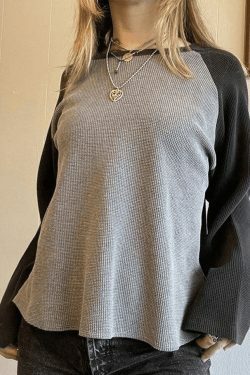 Coquette Aesthetic Ribbed Raglan Sleeve Tee - Y2K Fashion Women's Top for Grunge & Pastel Goth Style