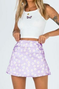 Coquette Aesthetic Ricky Satin Mini Skirt - Y2K Fashion Women's Clothing