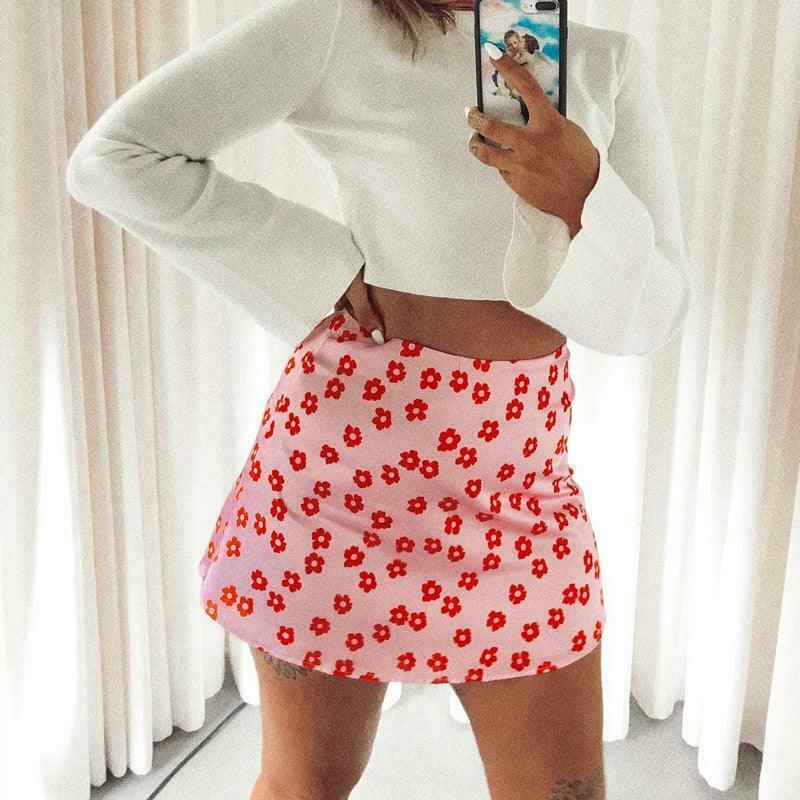 Coquette Aesthetic Ricky Satin Mini Skirt - Y2K Fashion Women's Clothing