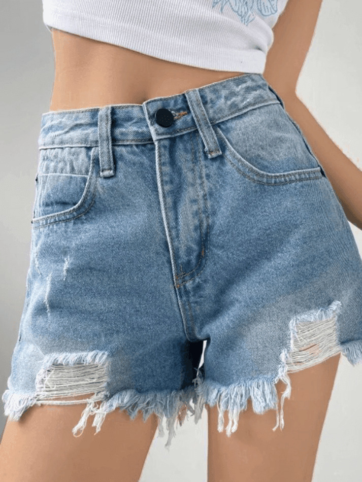 Coquette Aesthetic Ripped Denim Skirt - Y2K Fashion Grunge Style Cute Cargo Skirt