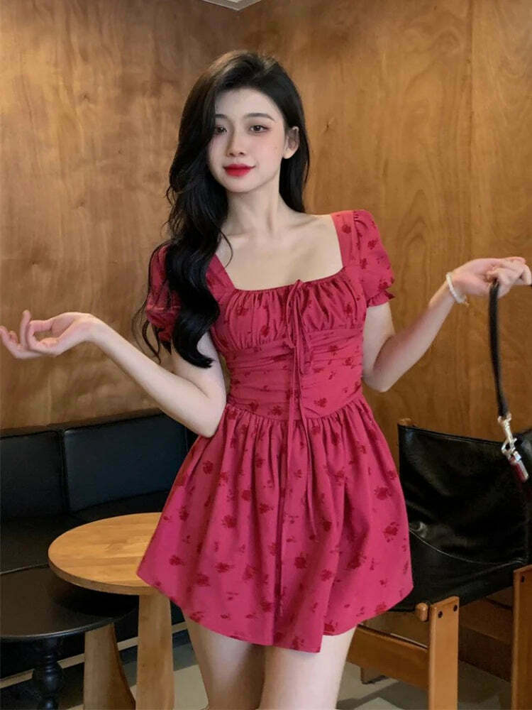 Coquette Aesthetic Rosy Raspberry Mini Dress - Y2K Fashion Statement Piece