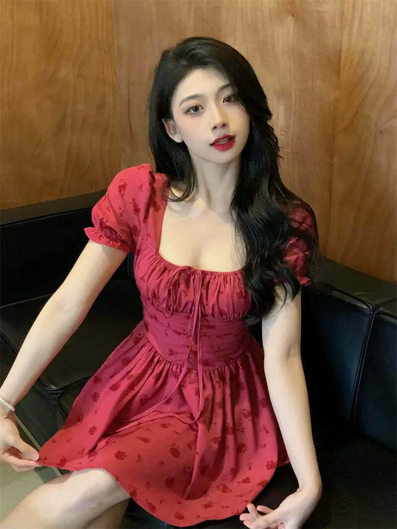 Coquette Aesthetic Rosy Raspberry Mini Dress - Y2K Fashion Statement Piece