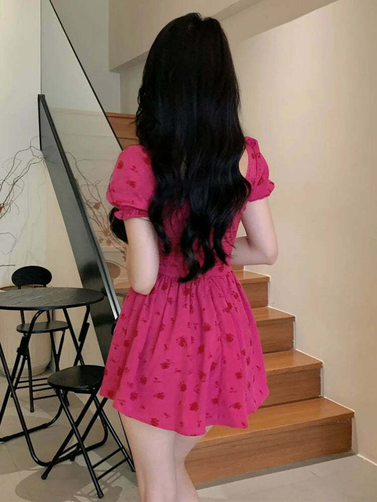 Coquette Aesthetic Rosy Raspberry Mini Dress - Y2K Fashion Statement Piece