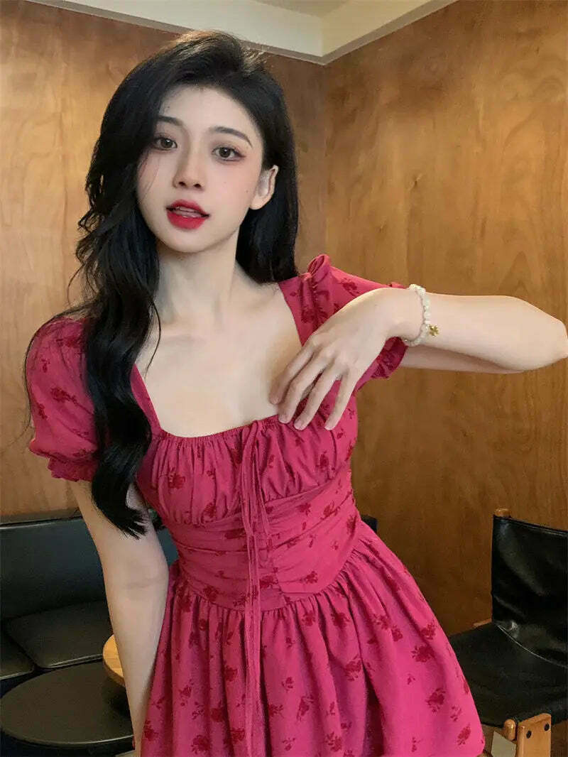 Coquette Aesthetic Rosy Raspberry Mini Dress - Y2K Fashion Statement Piece