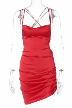Coquette Aesthetic Ruched Satin Dress - Y2K Fashion Outfit for Women