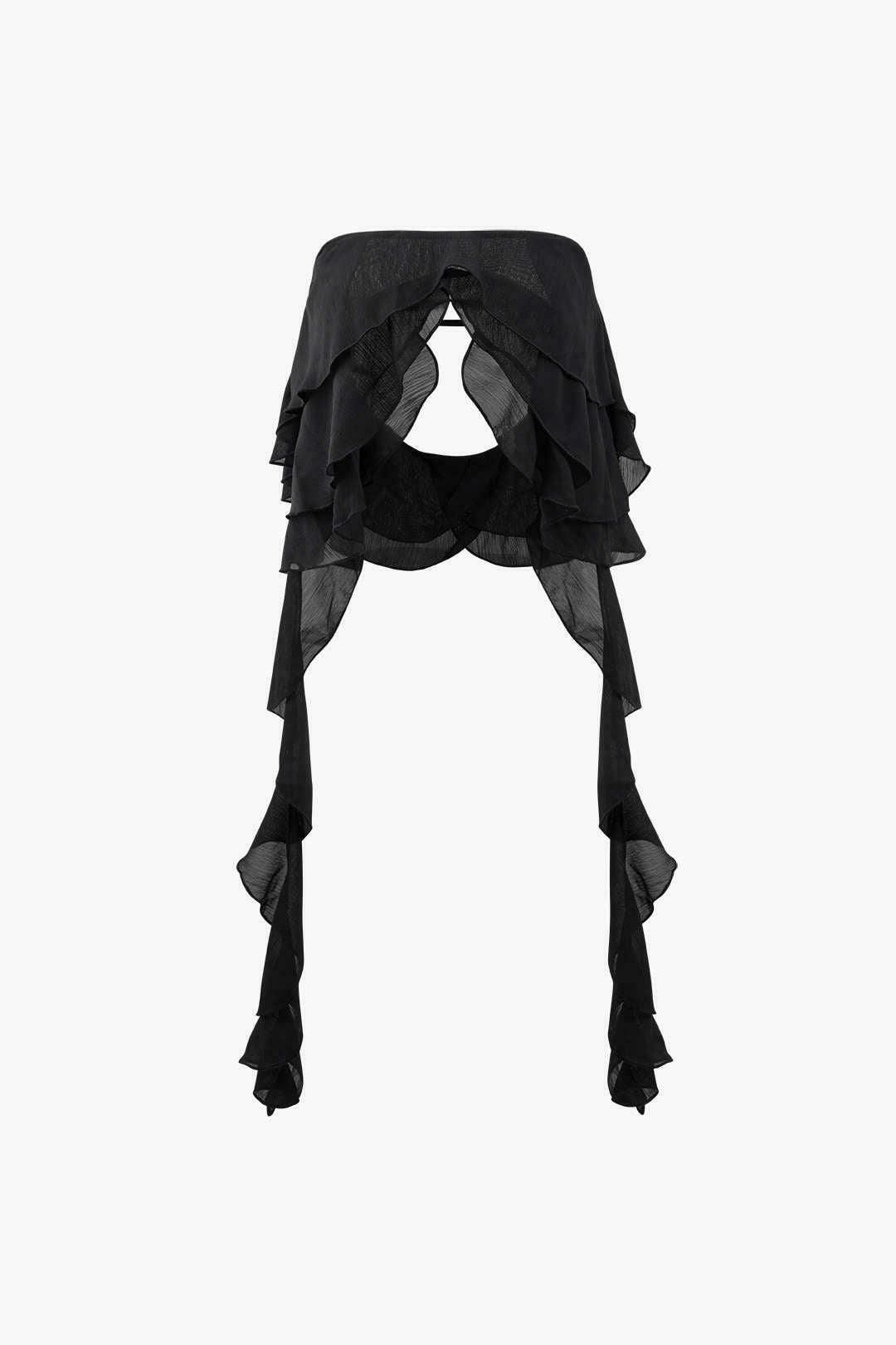 Coquette Aesthetic Ruffle Streamer Tube Top & Mini Skirt Set - Y2K Fashion Outfit