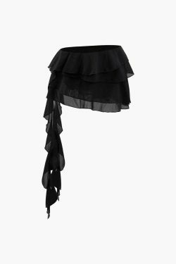 Coquette Aesthetic Ruffle Streamer Tube Top & Mini Skirt Set - Y2K Fashion Outfit