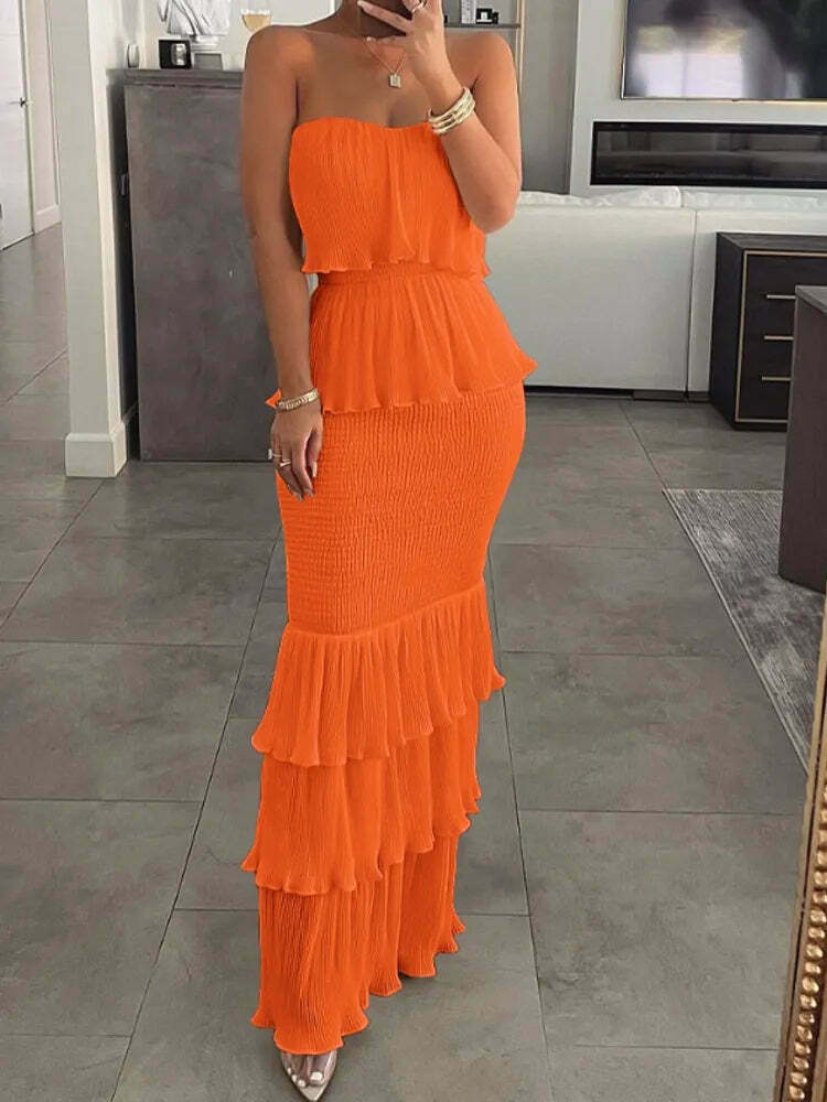 Coquette Aesthetic Ruffle Tiered Dress - Y2K Fashion Statement with Flirty Charm and Vintage Vibe