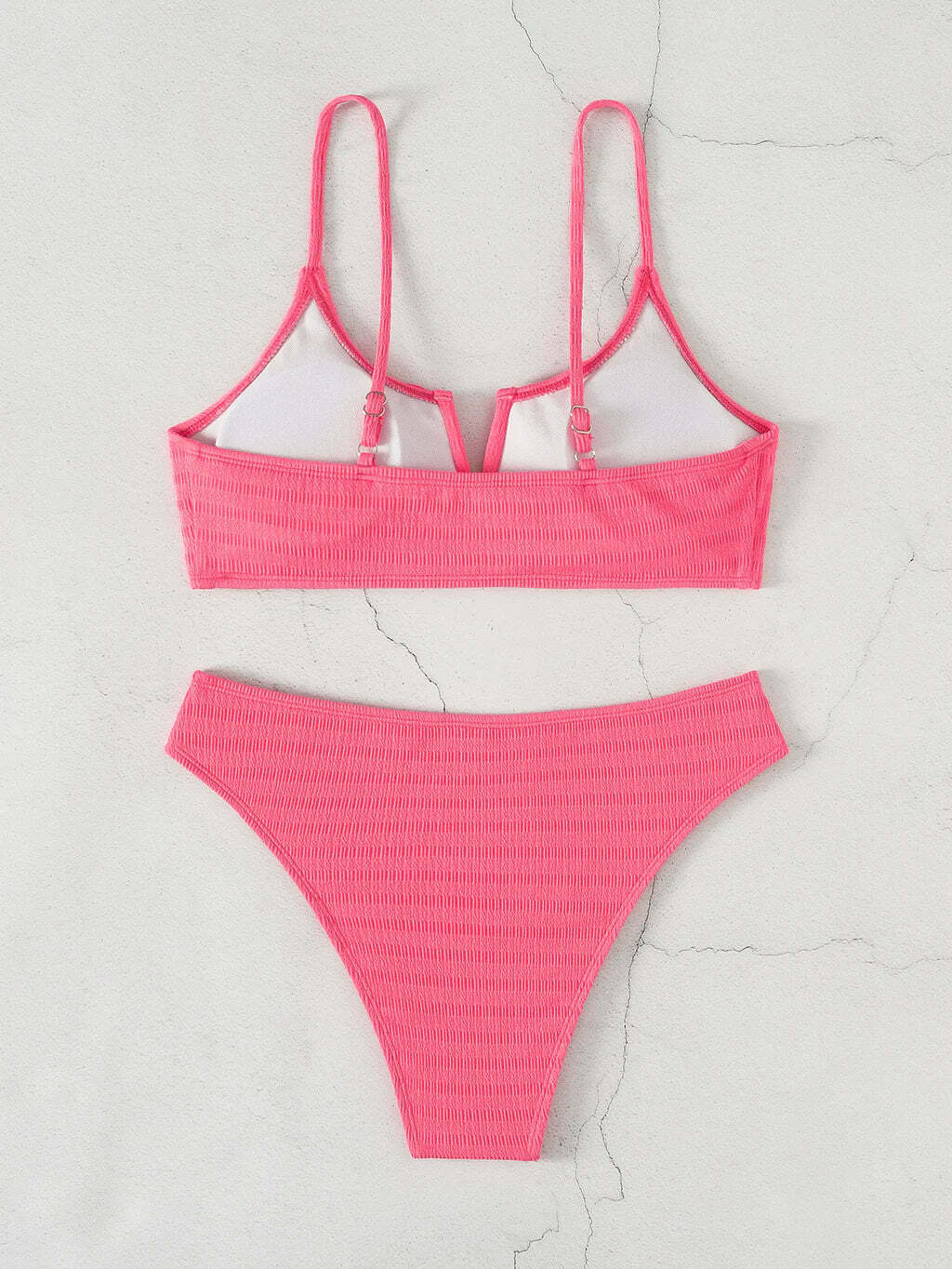 Coquette Aesthetic Ruffled V-Neck Bikini in Solid Color