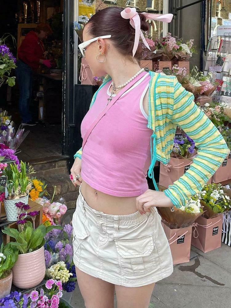 Coquette Aesthetic Ruth Y2K Cargo Skirt - Grunge & Pastel Goth Fusion