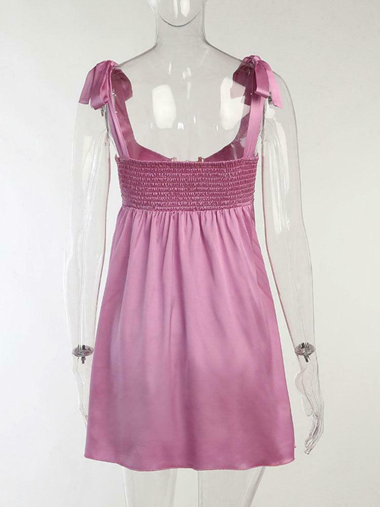 Coquette Aesthetic Satin Chain Dress with Cut-Out Detail - Y2K Fashion Statement Piece