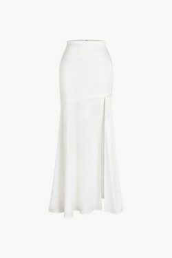 Coquette Aesthetic Satin Patchwork Maxi Skirt - Y2K Fashion Statement Piece for Women