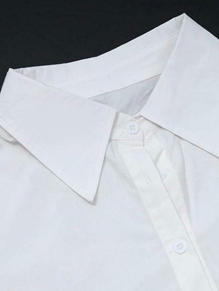 Coquette Aesthetic Shirt with Irregular Hem - Y2K Fashion Long Sleeve Blouse