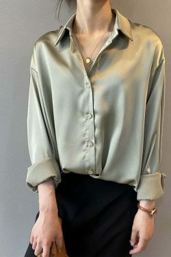 Coquette Aesthetic Simona Satin Shirt - Y2K Fashion Women's Top for Grunge & Pastel Goth Style