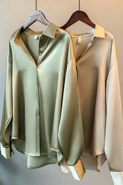 Coquette Aesthetic Simona Satin Shirt - Y2K Fashion Women's Top for Grunge & Pastel Goth Style