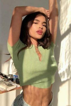 Coquette Aesthetic Soft Girl Rib Knit Crop Top - Y2K Fashion Women's Clothing