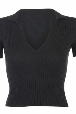 Coquette Aesthetic Soft Girl Rib Knit Crop Top - Y2K Fashion Women's Clothing