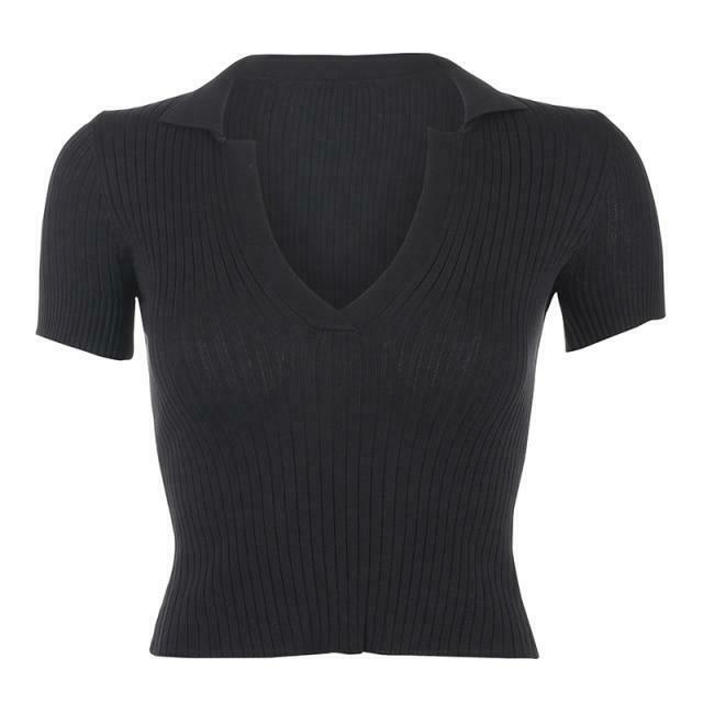 Coquette Aesthetic Soft Girl Rib Knit Crop Top - Y2K Fashion Women's Clothing