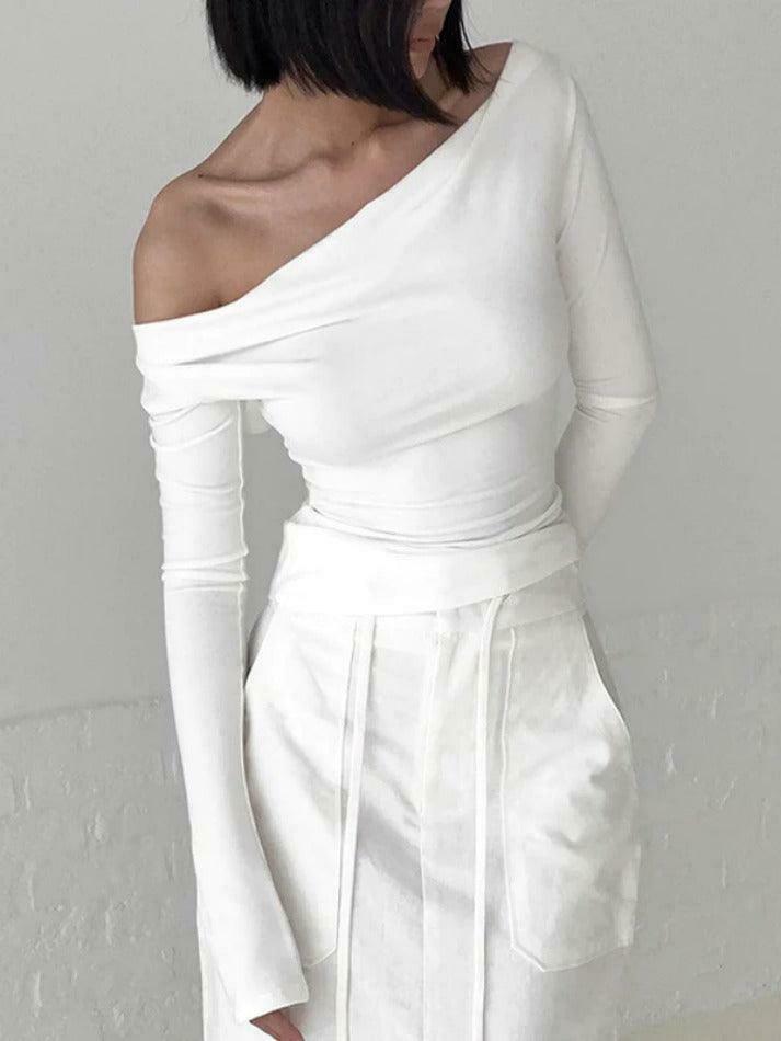 Coquette Aesthetic Solid Color Backless Lacing Long Sleeve Tee - Y2K Fashion Grunge Style