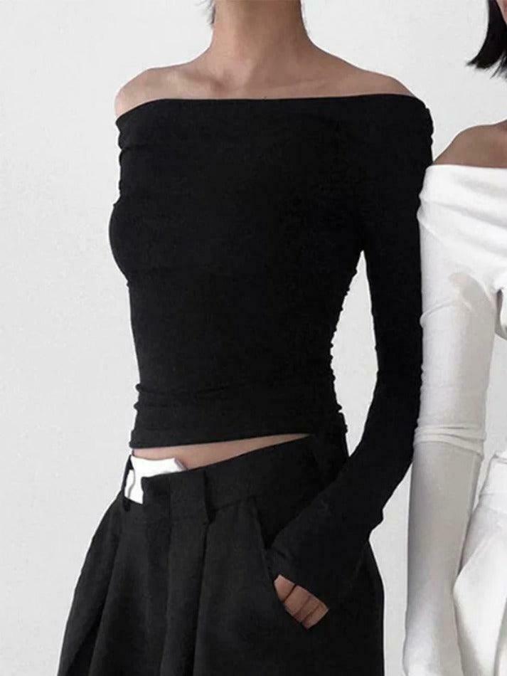 Coquette Aesthetic Solid Color Backless Lacing Long Sleeve Tee - Y2K Fashion Grunge Style
